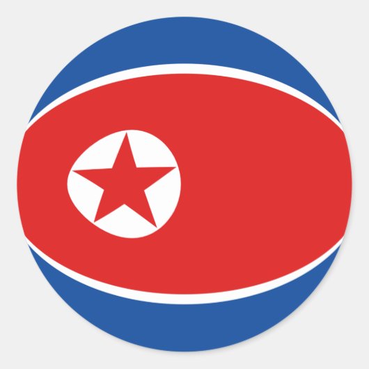 北朝鮮の魚眼フラグステッカー ラウンドシール (正面)