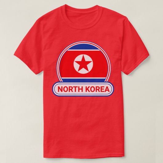 北朝鮮カントリーバッジ北朝鮮国旗 Tシャツ (デザイン正面)