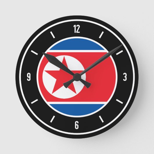 北朝鮮国エレガント旗 ラウンド壁時計 (正面)