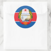 北朝鮮国旗とエンブレム、北朝鮮国旗 ラウンドシール (バッグ)