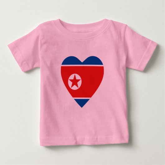 北朝鮮国旗のハートTシャツ ベビーTシャツ (正面)