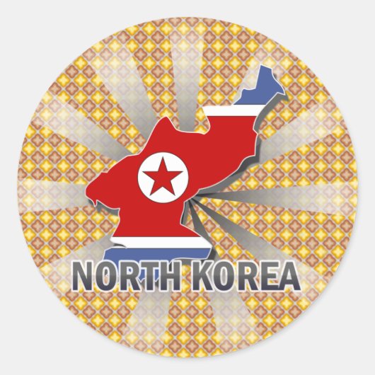 北朝鮮国旗の地図2.0 ラウンドシール (正面)