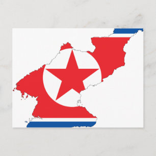 北朝鮮国旗の地図 ポストカード