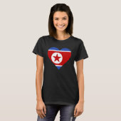 北朝鮮国旗ハート北朝鮮贈り物ラブノート Tシャツ (正面フル)