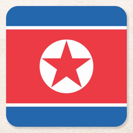 北朝鮮国旗 スクエアペーパーコースター (正面)
