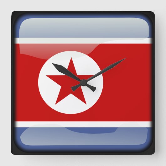北朝鮮国旗 スクエア壁時計 (正面)