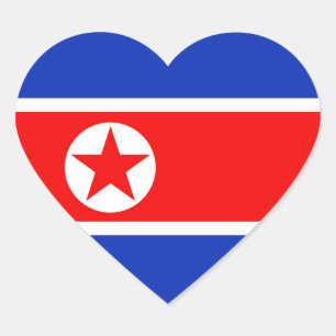 北朝鮮国旗 ハートシール