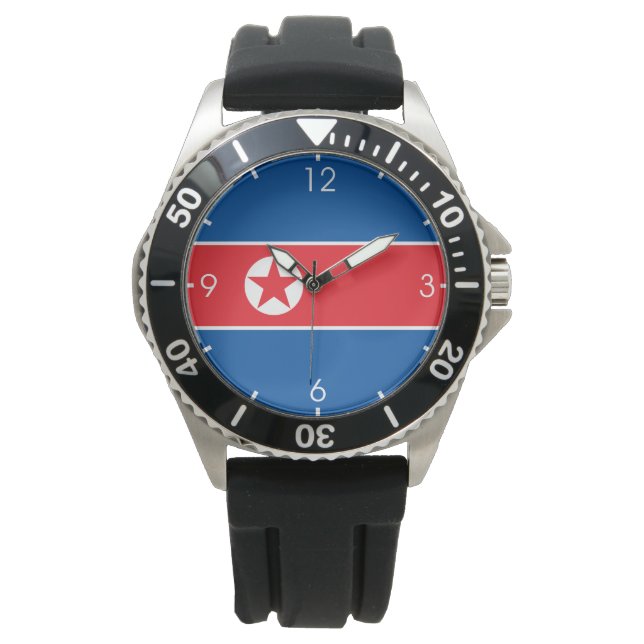 北朝鮮国旗（北朝鮮） (DPRK) 腕時計 (正面)