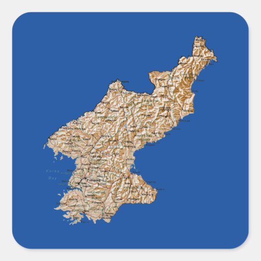 北朝鮮地図ステッカー スクエアシール (正面)