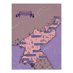 北朝鮮地図 ポスター
