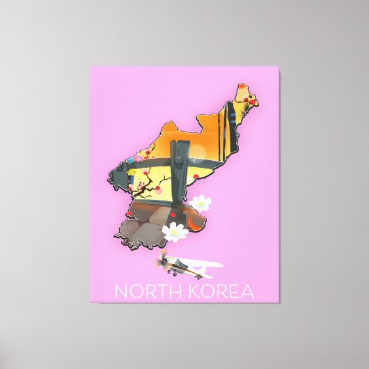 北朝鮮旅行地図 キャンバスプリント (正面)