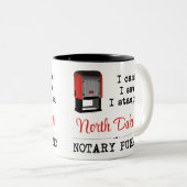 北来ダコタ州の公証人が刻印された ツートーンマグカップ (正面右)