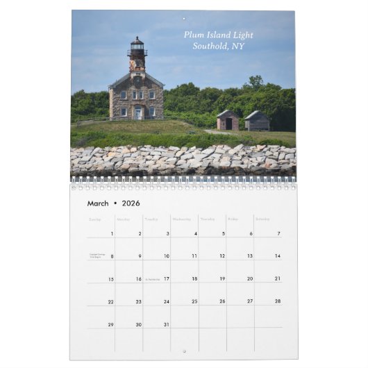 北東のカレンダーの象徴的なライトハウス カレンダー (3月 2026)