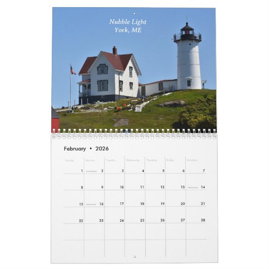 北東のカレンダーの象徴的なライトハウス カレンダー (2月 2026)
