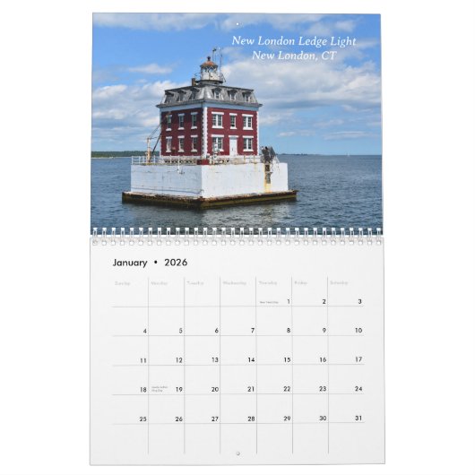 北東のカレンダーの象徴的なライトハウス カレンダー (1月 2026)
