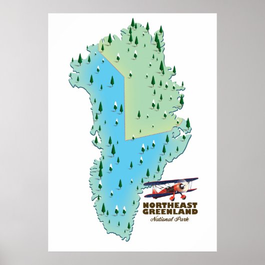北東グリーンランド国立公園の地図 ポスター (正面)