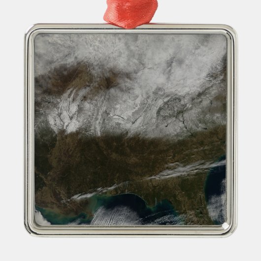 北東テキサス州から延びる雪の覆い メタルオーナメント (正面)