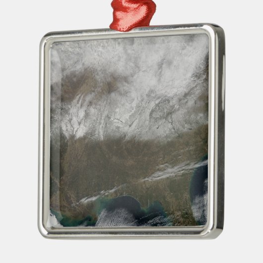 北東テキサス州から延びる雪の覆い メタルオーナメント (左)