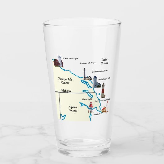 北東ロワーミシガンライトハウスガラス タンブラーグラス (正面)