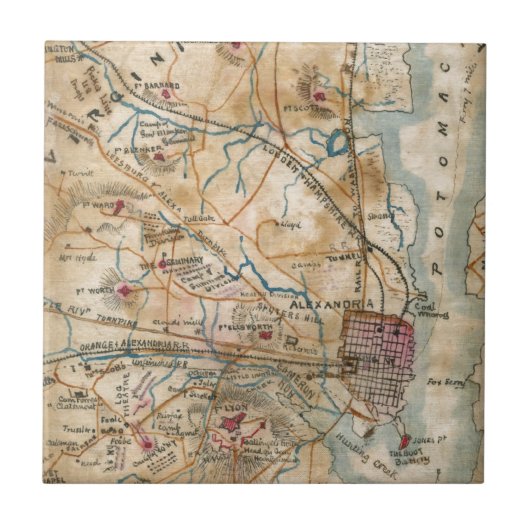 北東ヴァージニア(1862年)のヴィンテージの地図 タイル (正面)