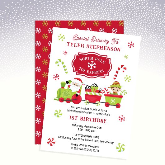 北極おもちゃ表現列車1st誕生日パーティー 招待状