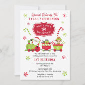 北極おもちゃ表現列車1st誕生日パーティー 招待状 (正面)