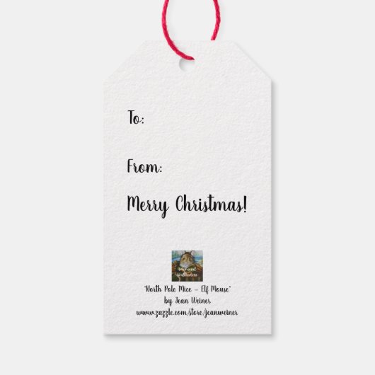 北極お洒落小妖精や小人マウス水彩画 ギフトタグ (裏面)