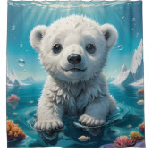 北極お洒落極熊バスルーム シャワーカーテン (正面)