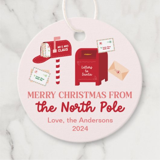 北極からのメリークリスマスパーソナライズされた フェイバータグ (正面)