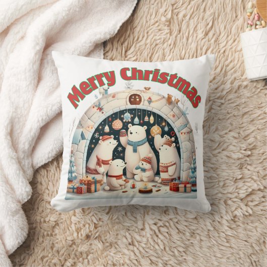 北極からのメリークリスマス クッション (ブランケット)