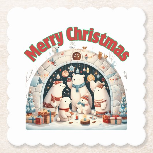 北極からのメリークリスマス ペーパーコースター (正面)