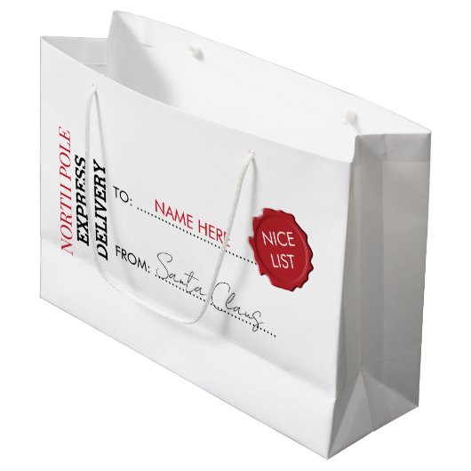 北極からの公式サンタクロースの贈り物 ラージペーパーバッグ (正面アングル)