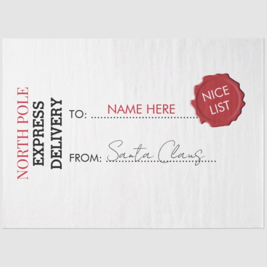 北極からの公式サンタクロースの贈り物 薄葉紙 (正面)