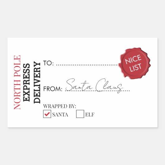 北極からの公式サンタクロースの贈り物 長方形シール (正面)