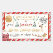 北極からの特別なパーソナライズされた配達 長方形シール (正面)