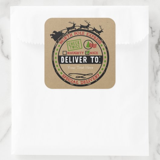 北極そりの配信表現クリスマス スクエアシール (バッグ)