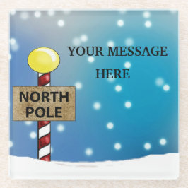 北極でのクリスマス ガラスコースター