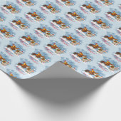 北極でクリスマスの鶏と鶏 ラッピングペーパー (角)