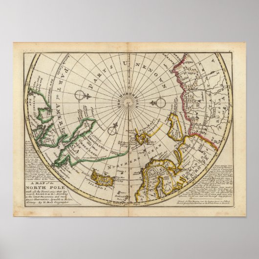 北極とその近くの領土の地図 ポスター (正面)