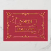 北極のギフト証明書 赤と 箔シーズンカード (正面)