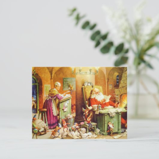 北極のサンタおよび夫人クロース シーズンポストカード (スタンド正面)