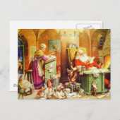 北極のサンタおよび夫人クロース シーズンポストカード (正面/裏面)