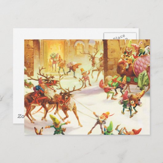北極のサンタの小妖精や小人 シーズンポストカード (正面/裏面)