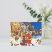 北極のサンタ及び夫人クロース、クリスマスイブ シーズンポストカード (スタンド正面)