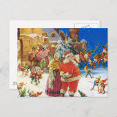 北極のサンタ及び夫人クロース、クリスマスイブ シーズンポストカード (正面/裏面)