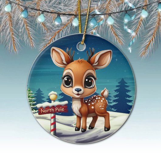 北極のトナカイのファンタジーキャラクターデコ 🎄🦌 セラミックオーナメント