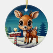 北極のトナカイのファンタジーキャラクターデコ 🎄🦌 セラミックオーナメント (正面)