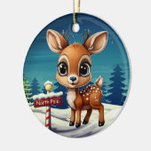 北極のトナカイのファンタジーキャラクターデコ 🎄🦌 セラミックオーナメント (左)