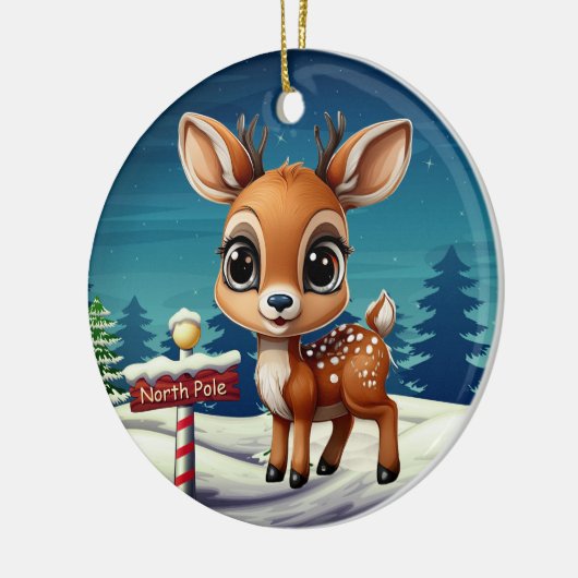 北極のトナカイのファンタジーキャラクターデコ 🎄🦌 セラミックオーナメント (左)