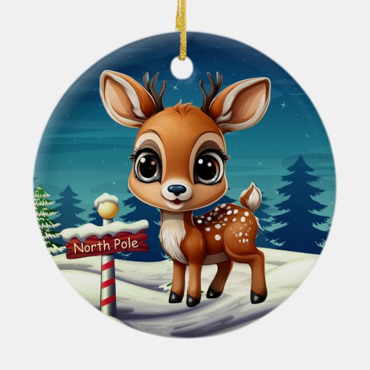 北極のトナカイのファンタジーキャラクターデコ 🎄🦌 セラミックオーナメント (裏面)